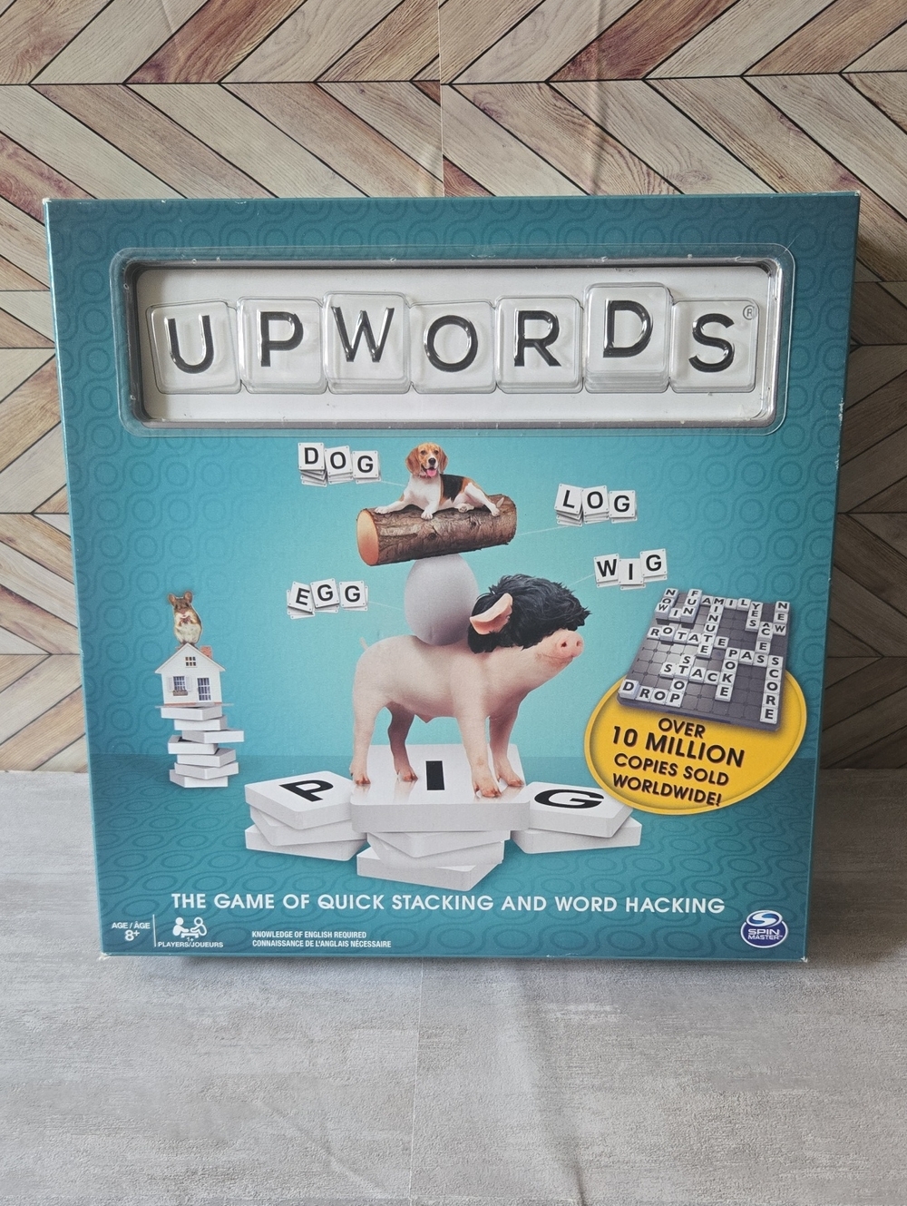 Upwords Board Game Spin Master Word Stacking Game Family Game Night Ages 8+